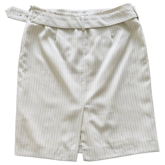 Anne Klein Cream Pinstripe Wool Skirt Suit Set Size 4 - Picture 5 of 6